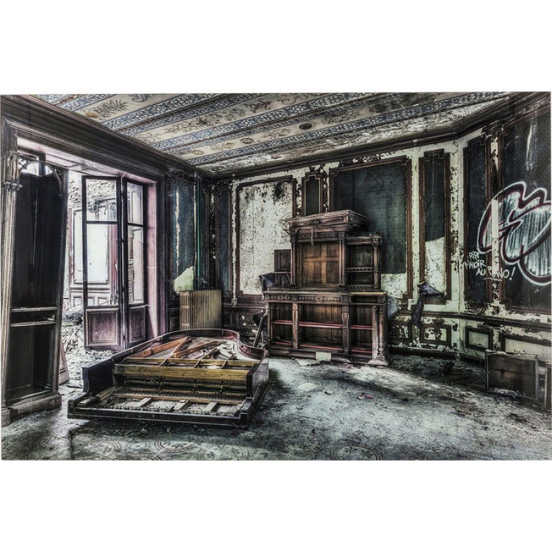 Picture Glass Vintage Piano Room 100x150cm